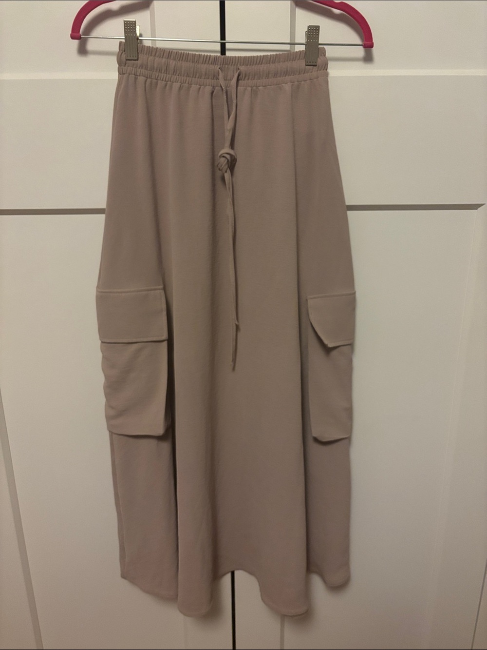 Zara Taupe Cargo Maxi Skirt with Drawstring Waist